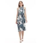 All-Over Print Women's Beach Dress- Blue Flower