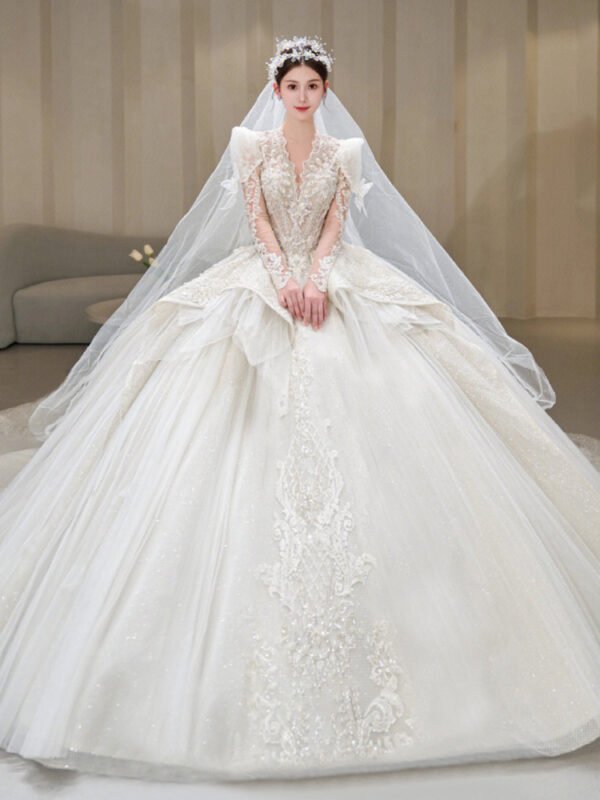 Bride Main Yarn Long Sleeve Heavy Industry Trailing French Retro Advanced - Image 6