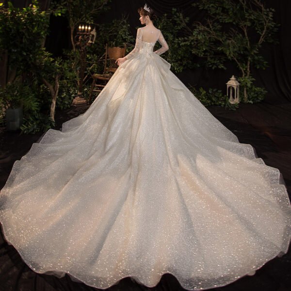Wedding Evening Dress New Bride French Temperament Dream Long-sleeved Retro Big Tail - Image 5