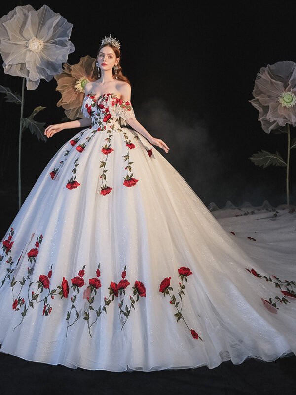 Temperament Bride Bra Trailing Mori Style Wedding Dress - Image 2