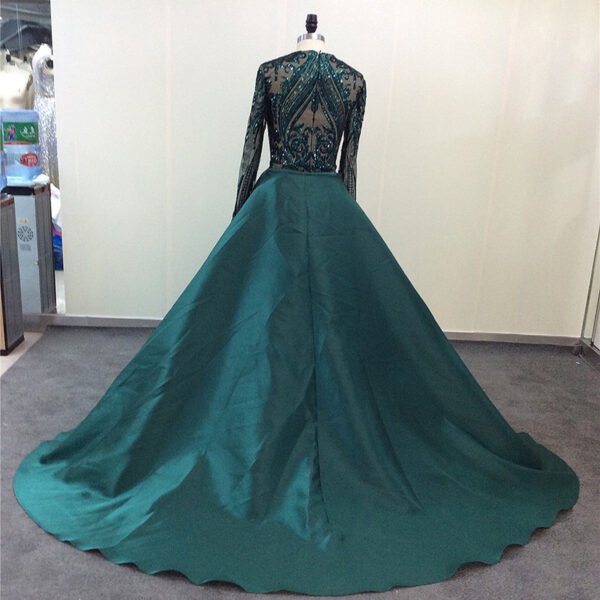 Slim high-end wedding green dress - Image 4