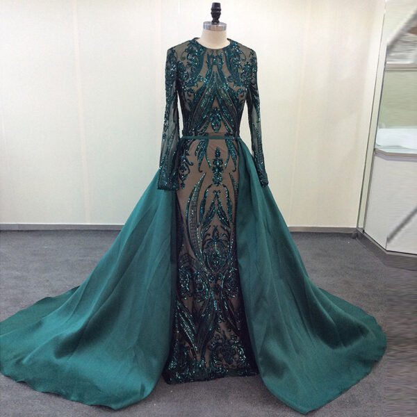 Slim high-end wedding green dress - Image 2