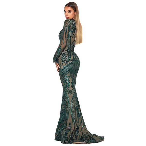 Slim high-end wedding green dress - Image 3