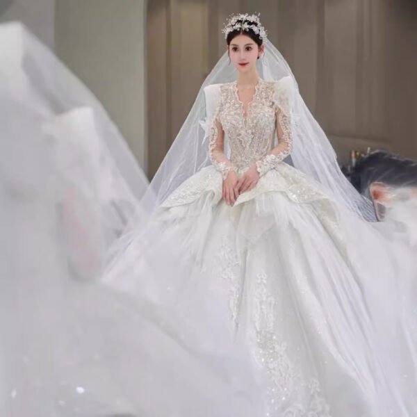 Bride Main Yarn Long Sleeve Heavy Industry Trailing French Retro Advanced - Image 7